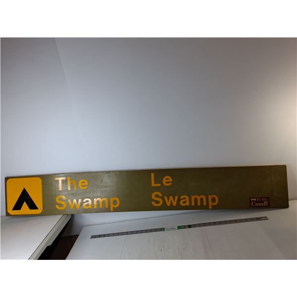 Parks Canada 'The Swamp' Wood Sign 59" x 8.5", Cannot Ship