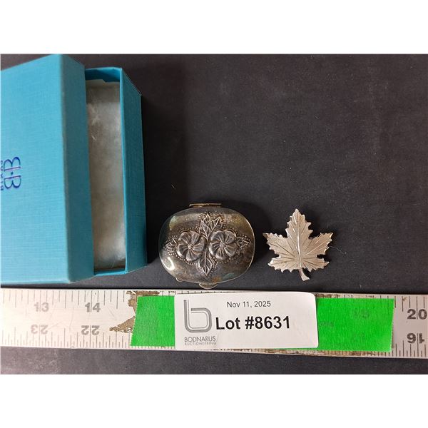 .925 Sterling Pill Box & Pin