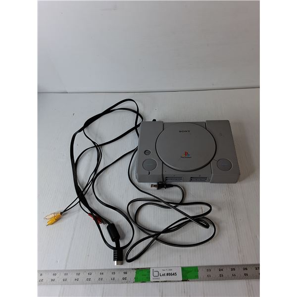 Sony Playstation Console & Cords- Powers On, As Is