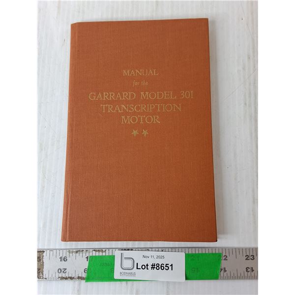 Garrard Model 301 Record Player Manual