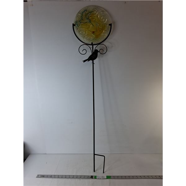 Glass Hummingbird Garden Decor with Stakes 45.75" Tall, Cannot Ship