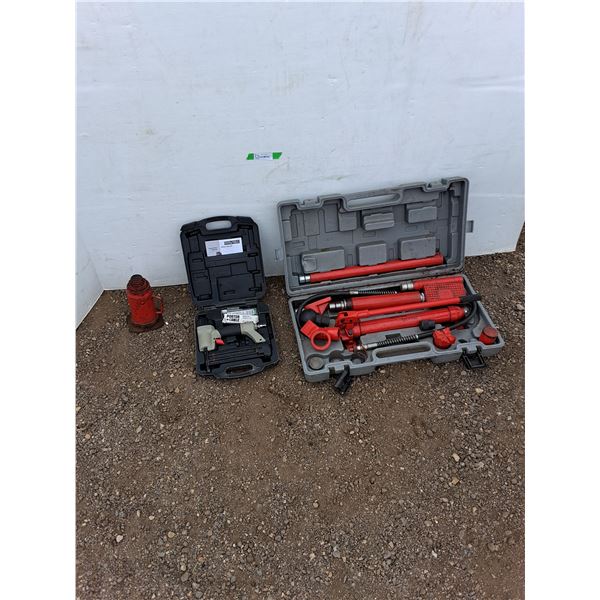**Hydraulic Body & Frame Repair Kit, Pottery Cable Brad Nailer, Bottle Jack, All As Is, Cannot Ship