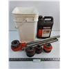 Image 1 : Ridgid Pipe Threader Set, Partial Jug of Thread Cutting Oil, Pail - Pickup Only