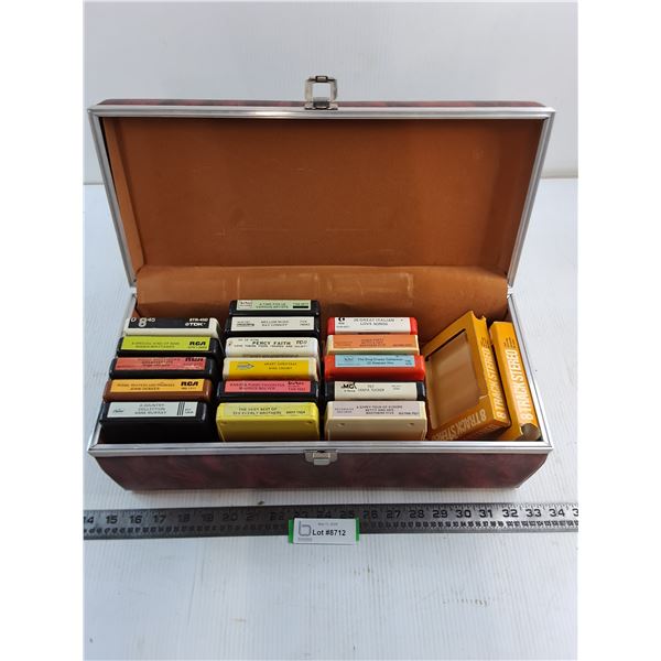 (16) 8-Track Tapes, 8-Track Storage Tote
