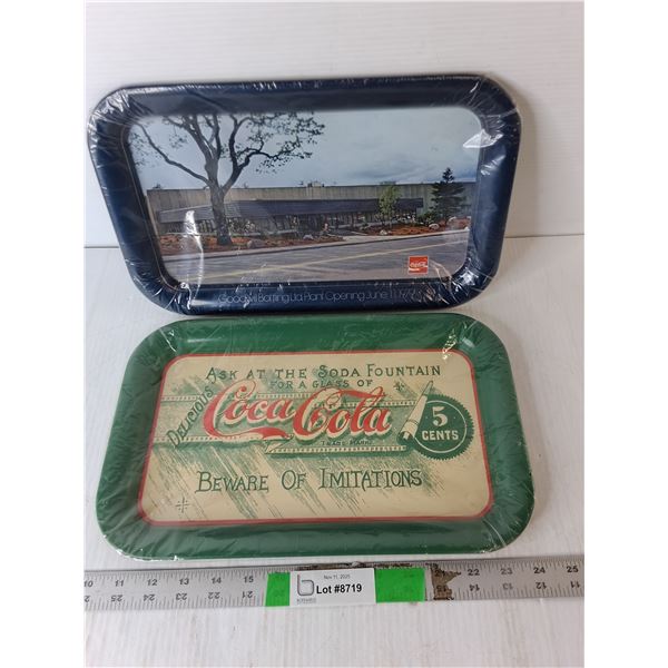 (2) Coca-Cola Metal Trays 14.25" x 8.75"