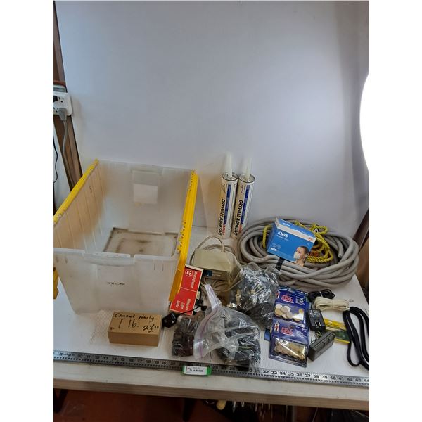 Storage Bin 14x12x20", Outlets, Cords, Bulbs, Nails, Caulking, KN95 Masks, Misc. - Pickup Only