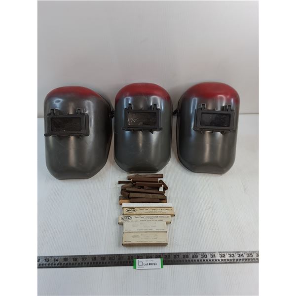 (3) Welding Helmets, Assorted Commutator Resurfacers & Brush Seaters