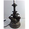 Image 4 : Table Lamp With Elephants And Lamp Shade 22" (Powers On- Needs Lightbulb) - PICK UP