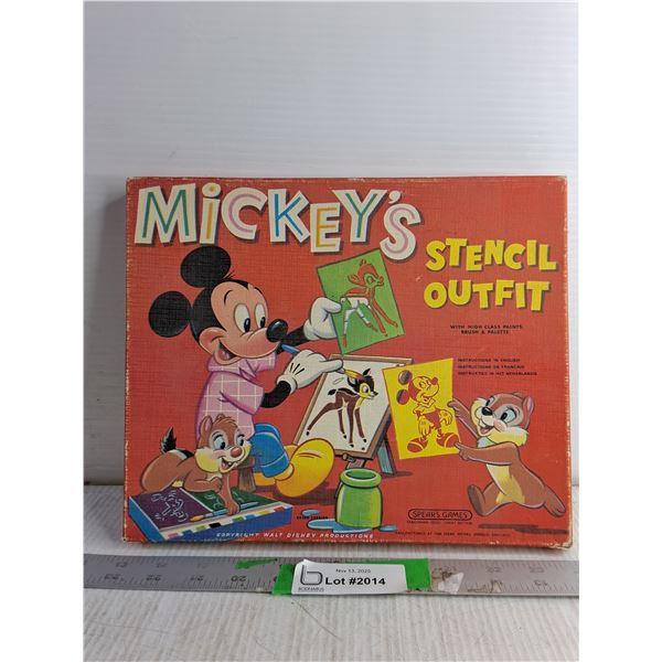 Vintage "Mickey's Stencil Outfit" Paints/ Stencil Kit