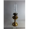 Image 1 : Brass Oil Lamp 13" With Glass Chimney 22" - PICK UP