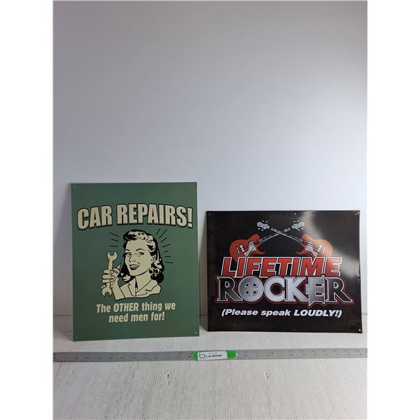 (2) Tin Signs 15" x 12"