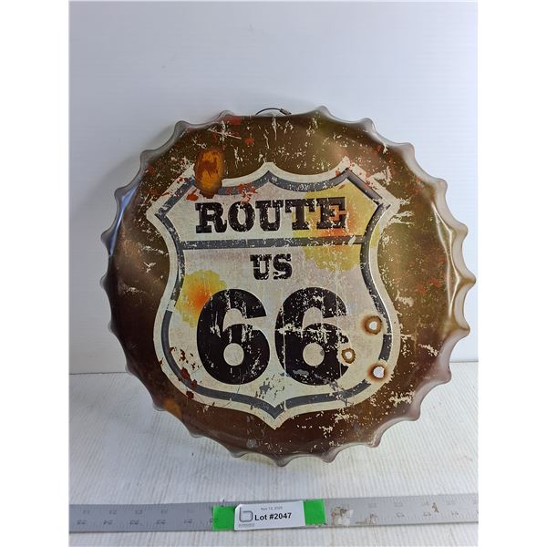 Bottle Cap Tin Sign 16" Across