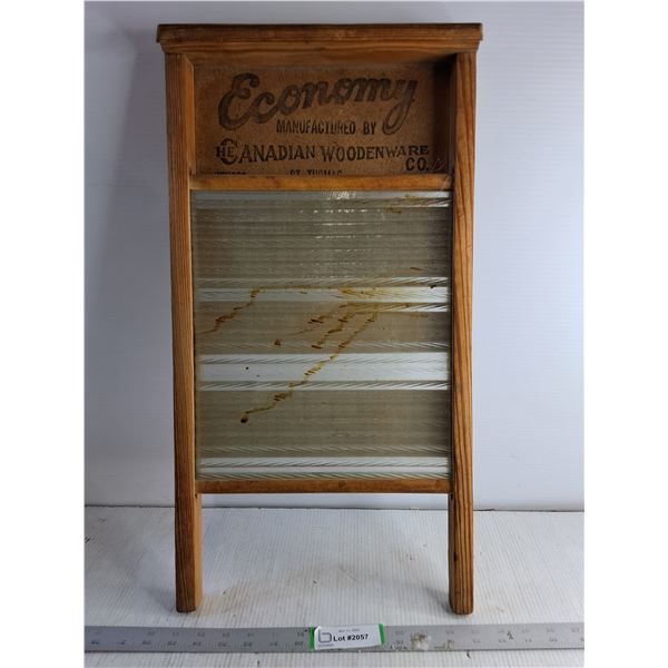 Antique Canadian Economy Woodenware Co.- Glass Washboard