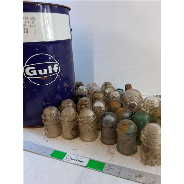 *Steel Bucket with Glass Insulators - Cannot Ship