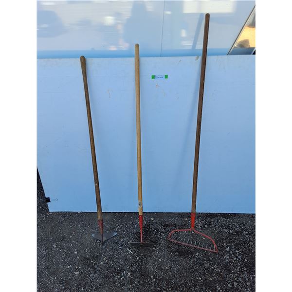 **Rake & (2) Hoes Up to 62", Cannot Ship