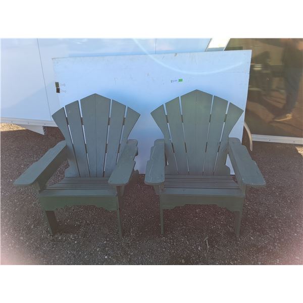 **(2) Wooden Outdoor Chairs Up to 37"- As Is, Cannot Ship