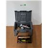 *Plastic Storage Stool-Broken Latches 20" x 12" x 14" Tools- Screwdrivers, Speaker Wire, Kwik Seal,