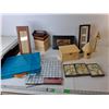 Image 1 : Adhesive Wall Tiles, Wood Trays, Plastic Storage Bin with Compartmens, Misc.