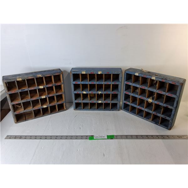 (3) Wooden Storage Trays with Compartments 12" x 2.75" x 10.75"