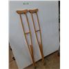 Image 1 : Pair Of Adjustable Adult Wooden Crutches - PICK UP ONLY