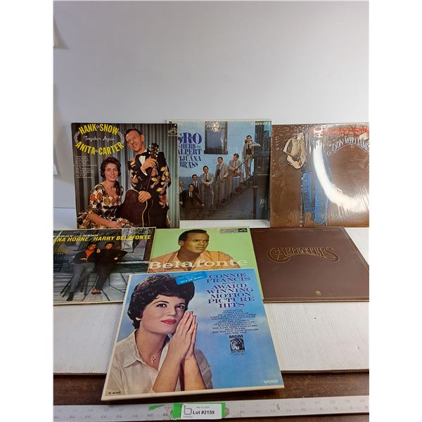 (7) Vinyl Records - Harry Belefonte/ Lena Horne/ The Carpenters/ Don Williams