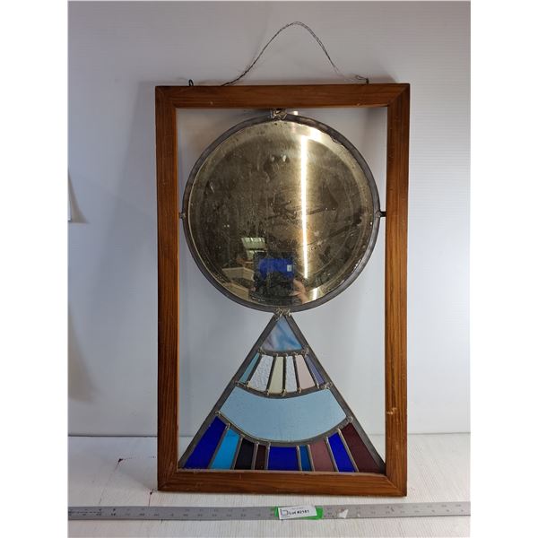 Wood Frame - Stain Glass/ Mirror/ Clear Glass Hanging Art -  29 1/2" x 18 1/4"