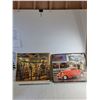 Image 1 : (2) Framed Pictures - 50's Diner 20" x 16"/ Red Car 20" x 16"