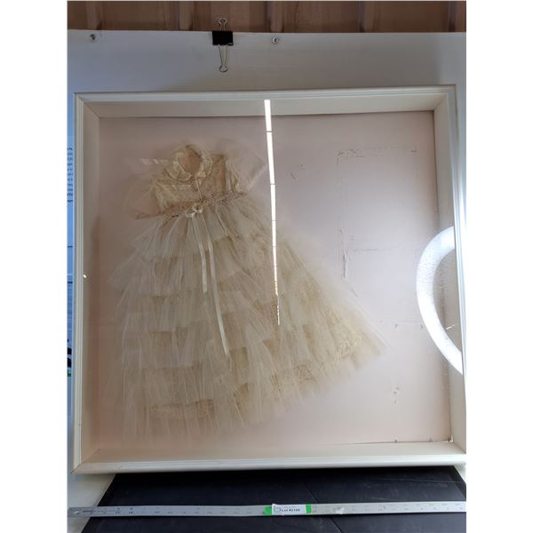 *Shadow Box Of Baby Christening Gown 35  x 35  x 5  - As Is