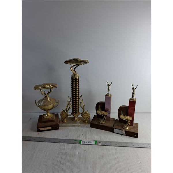 (4) Car Racing Trophies 10" - 15"