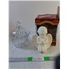 Image 1 : 2 Piece Glass Dish, Ceramic Angel Figurine