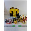 Image 1 : Bag with Jumper Cables, Flashlight, Vest, Misc.- Untested