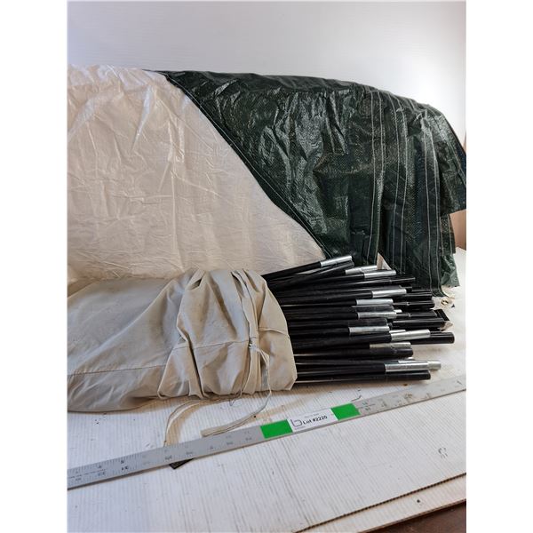 Shelter-Tarp approx 128"x132" with Poles and Storage Bag