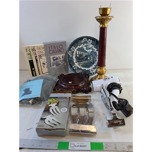 Italo Calvino Book Set, Bombay Co Large Candle Stick , Hair Dryer Powers on, Misc-