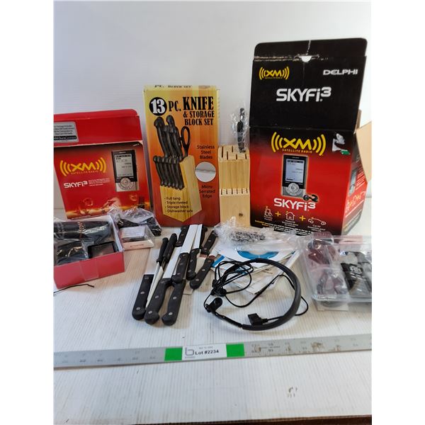 XM Satelite Radio SkyFi3 Kits (2), Knife Block Set - Not Tested, As Is