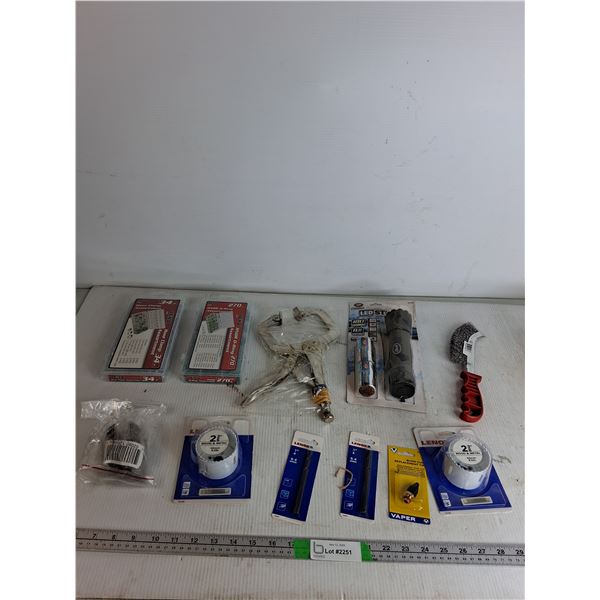 Hose Clamp Assortment,  HNBR O-Ring Assortment, LED Flashlight, Wire Brush, Misc