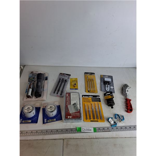 LED Flashight, Socket Adapter Set, Blow Gun Replacement Tip, Pry Tool Spudger Set, Misc