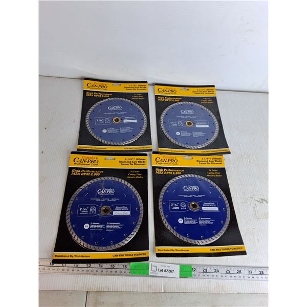 (4) Can-Pro Hig Performance 7 1/4" Diamond Saw Blade