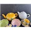 Image 2 : (2)  Ceramic Tea Pots - Chipped, Tea Set Decorations, (2) Ceramic Plant Bowls