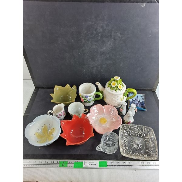 Tea Cup, Creamer, Ceramic Tea Pot, Bowls, Salt & Pepper Shakers, Misc