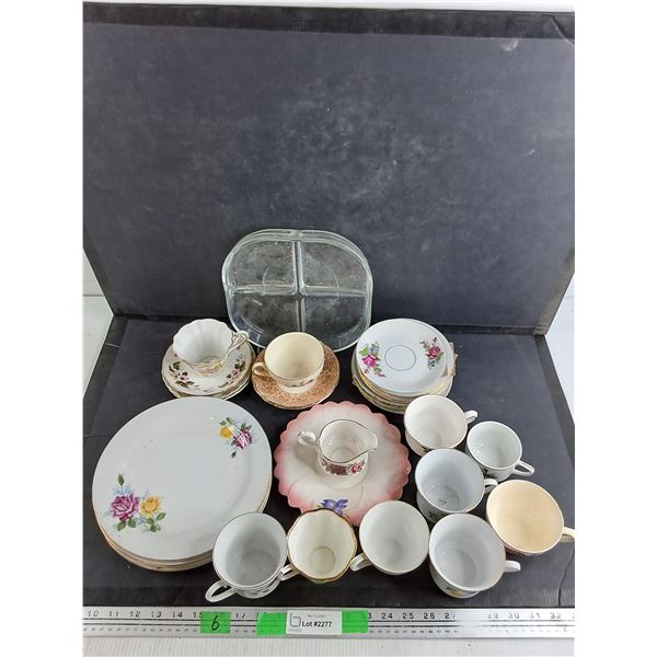 Ceramic Saucers & Tea Cups, Divided Glass Dish, Dining Plates, Creamer