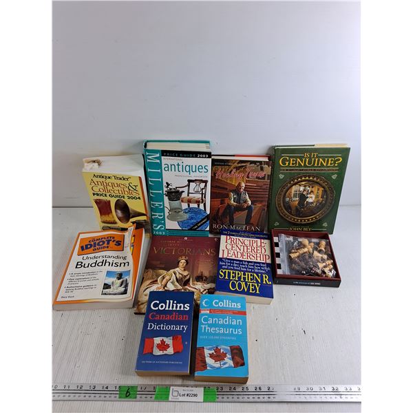 Books - Hockey Towns, Canadian Dictionary, Antique Trader Price Guide, Mini Chess Game