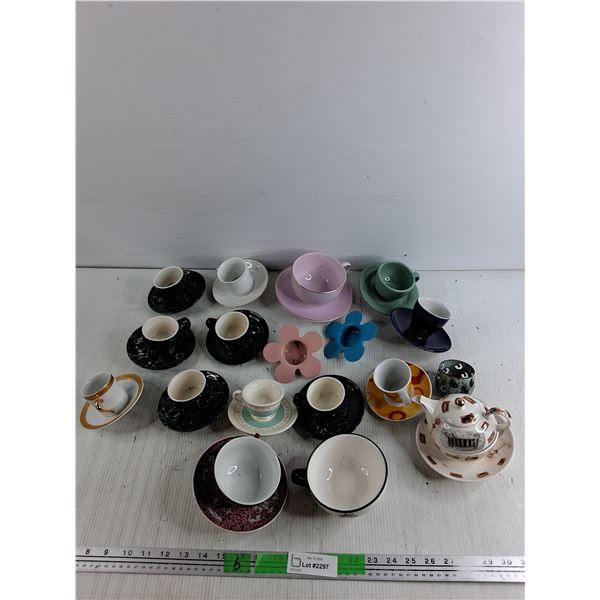 Ceramic Tea Cup & Saucer Decorations, Tea Candle Holders