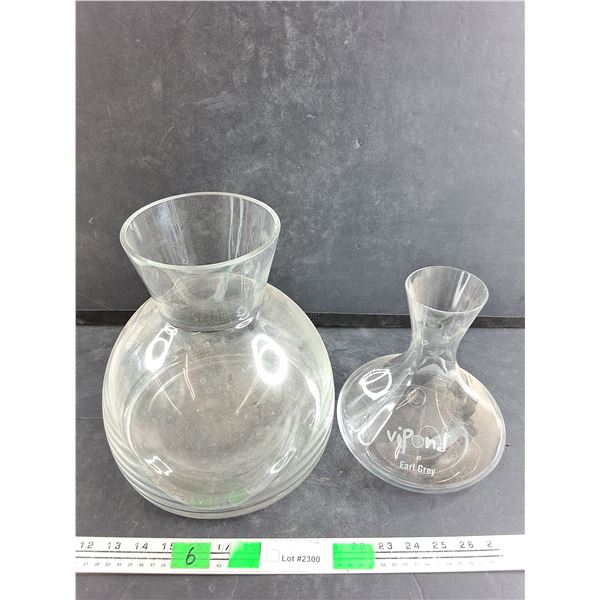 (2) Glass Vases 10" & 8" - PICK UP