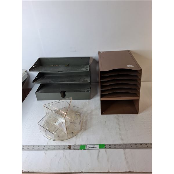 (2) Paper Storage Shelves & Rotating Organizer, Cannot Ship