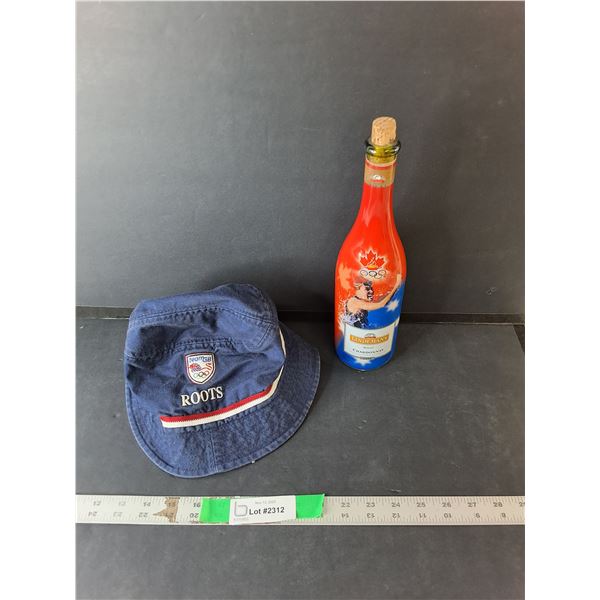 Roots Tilley Hat & Sydney 2000 Olympics Chardonnay Wine Botle