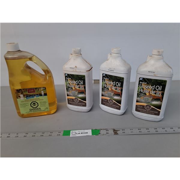 (3) Bottles of Linseed Oil & Citronella Lamp OIl- Appear Full, Cannot Ship