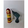 Image 2 : Ukrainian Nesting Doll 9.75" & Glass Swordfish Aftershave Decanter- Both Empty