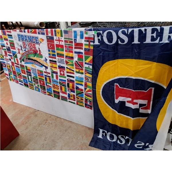 (2) Flags- Foster's & France 2024 Up to 70" x 44"