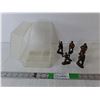 Image 1 : (5) Vintage Metal Soldier Figurines 3.25" Tall & Plastic Container