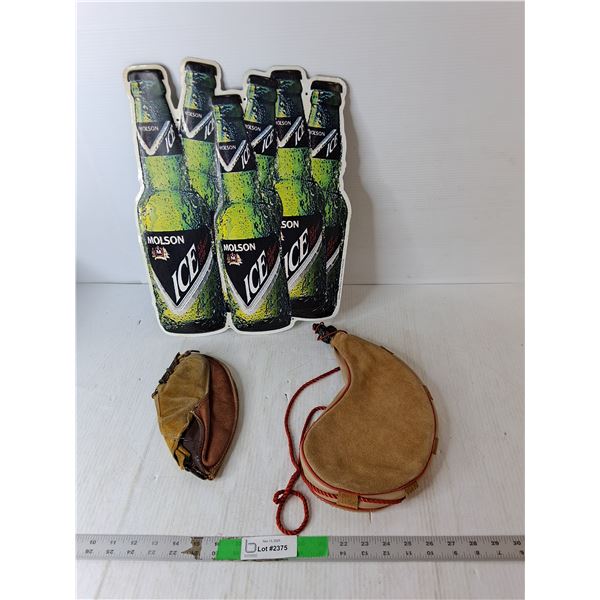 Molson Metal Sign 17.25" x 13.5", Canteen, Children's Baseball Glove